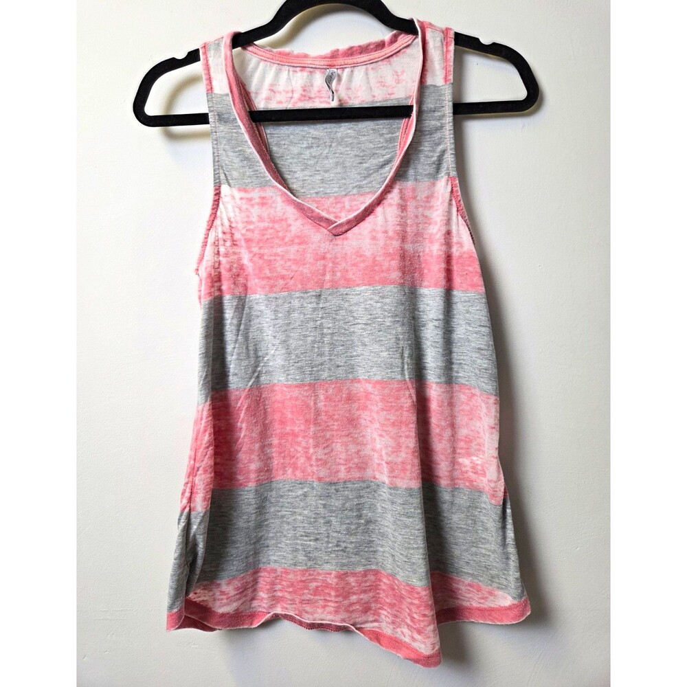 Z Supply Pink Gray Striped V-Neck Racerback Tank Size S